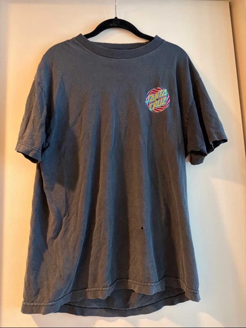 Santa Cruz Skateboards Charcoal Tee with Neon Logo
